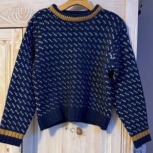 Navy and Gold Women's Sweater